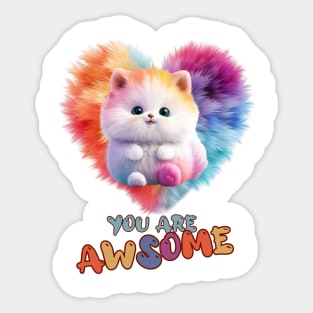 Fluffy: "You are awsome" collorful, cute, furry animals Sticker